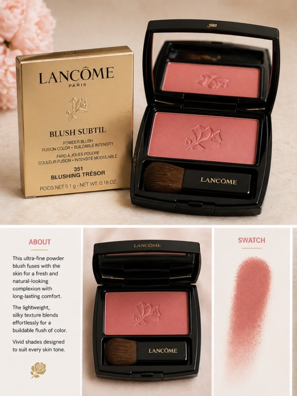 Lancôme Blush Subtil Powder Blush 351 Blushing Trésor Full Size NIB